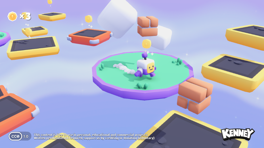 3D platformer starter example with jumps, coins, camera controls, and a clear goal
